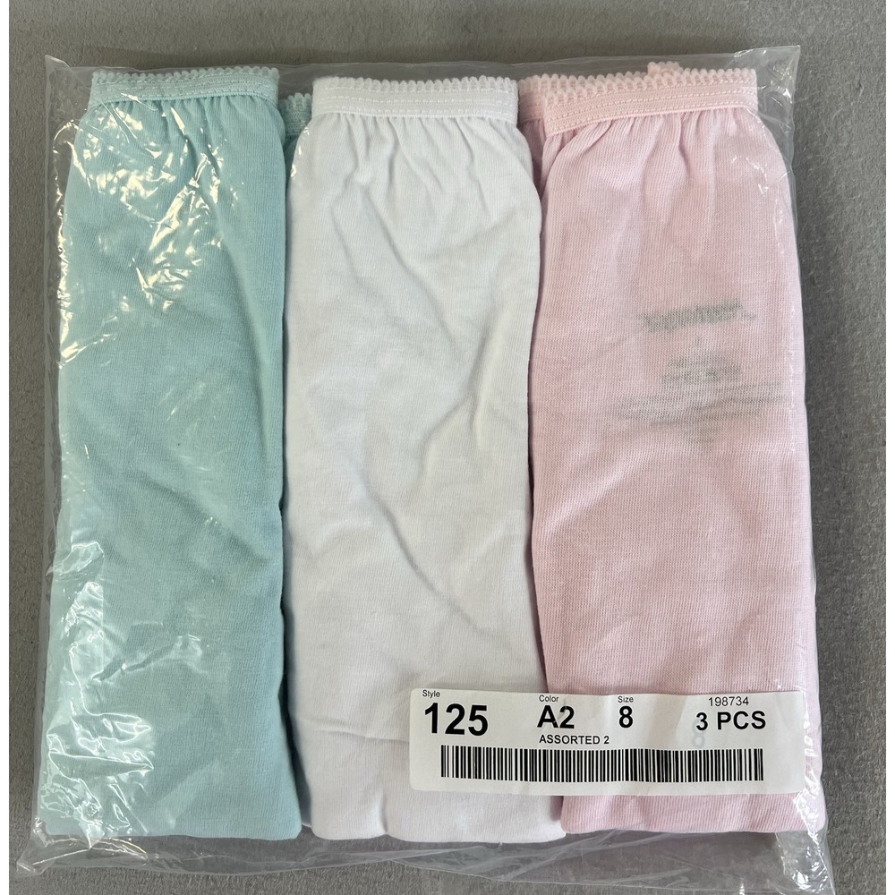 National 3 Pack Assorted Size 8 Full Coverage Cotton Panties Cotton Gusset New